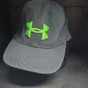 Under Armour Black Hat with Neon Green Emblem
